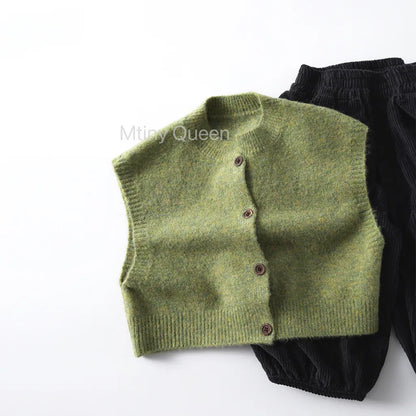 -レトロフロントボタンニットベスト【mh0011090】 - mamahalo shop - ベスト -  べビー服 - 子供服 - 男の子 - 女の子