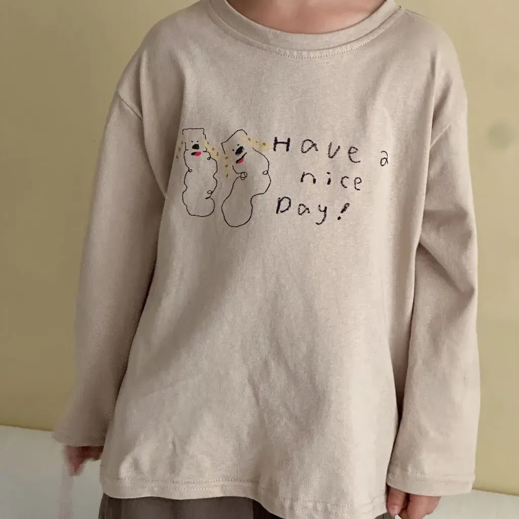 -手描き風イラスト長袖Tシャツ【mh0011229】 - mamahalo shop - 長袖Tシャツ -  べビー服 - 子供服 - 男の子 - 女の子