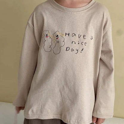 -手描き風イラスト長袖Tシャツ【mh0011229】 - mamahalo shop - 長袖Tシャツ -  べビー服 - 子供服 - 男の子 - 女の子