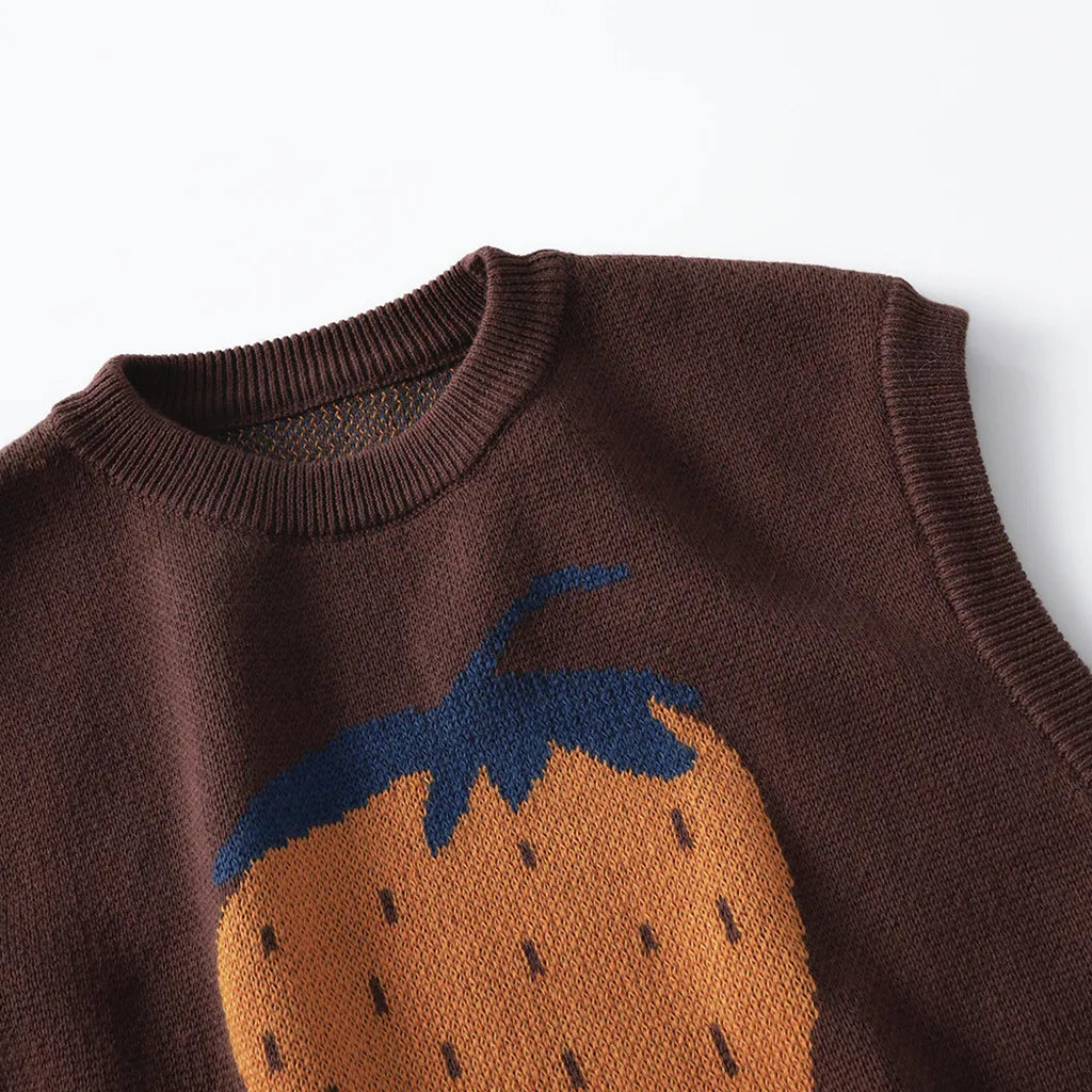 -ビッグいちご柄ニットベスト【mh0011093】 - mamahalo shop - ベスト -  べビー服 - 子供服 - 男の子 - 女の子