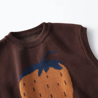 -ビッグいちご柄ニットベスト【mh0011093】 - mamahalo shop - ベスト -  べビー服 - 子供服 - 男の子 - 女の子