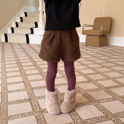 もこもこボアショートパンツ 裏地付き 秋冬 防寒 ボアパンツ【mh0011453】