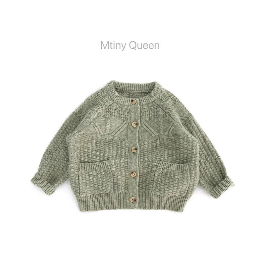 -デザイン編み切り替えニットカーディガン【mh0011091】 - mamahalo shop - カーディガン・パーカー -  べビー服 - 子供服 - 男の子 - 女の子