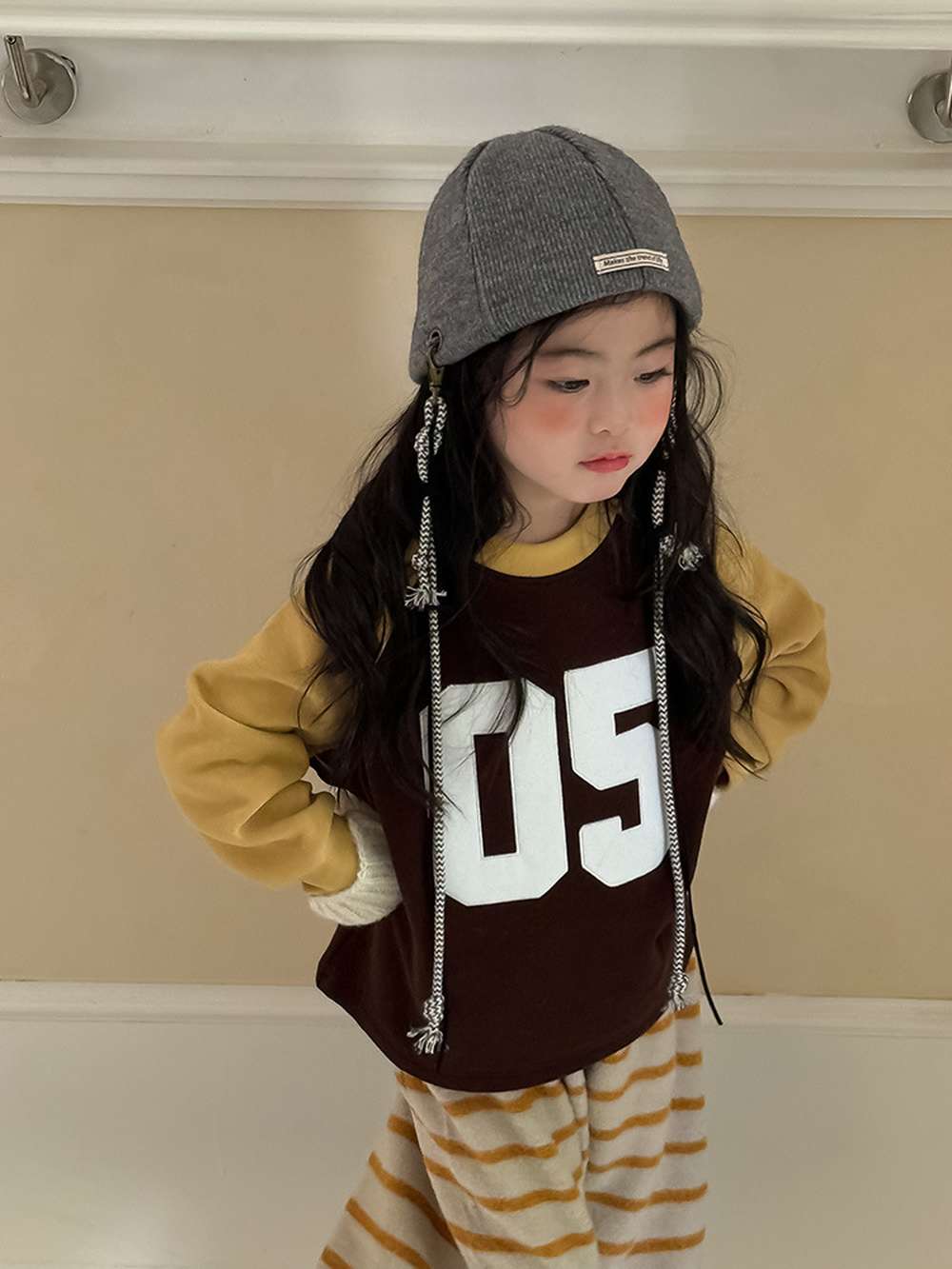 長袖スウェット | ナンバーロゴ | 裏起毛ラグランプルオーバー【mh0011473】