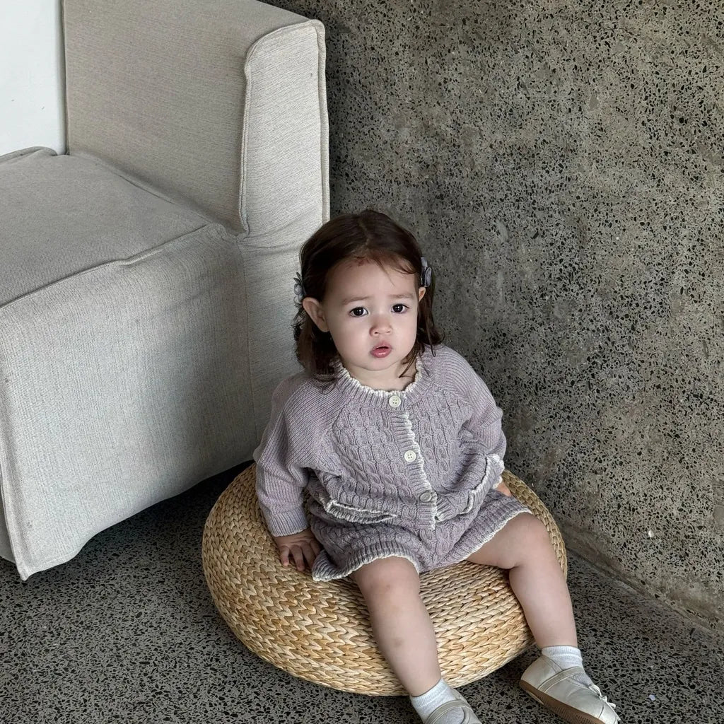 -ケーブルニットカーディガン+ショートパンツ 2点セット【mh0011169】 - mamahalo shop - 長袖セットアップ -  べビー服 - 子供服 - 男の子 - 女の子