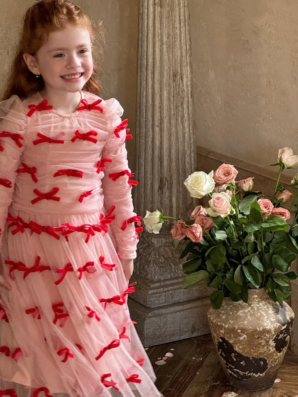 -ベロアリボンチュールロングドレスワンピース【mh0011210】 - mamahalo shop - 長袖ワンピース -  べビー服 - 子供服 - 男の子 - 女の子