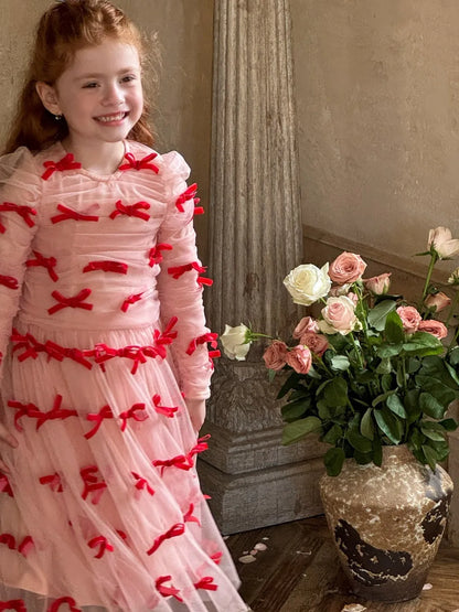 -ベロアリボンチュールロングドレスワンピース【mh0011210】 - mamahalo shop - 長袖ワンピース -  べビー服 - 子供服 - 男の子 - 女の子