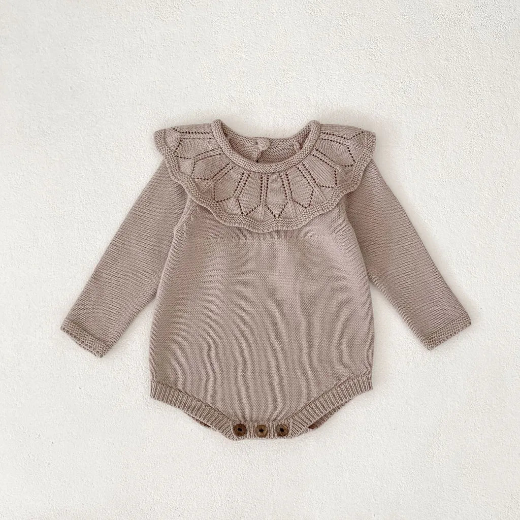 -ラッフルレースニット襟長袖ロンパース【mh0011077】 - mamahalo shop - 長袖ロンパース -  べビー服 - 子供服 - 男の子 - 女の子