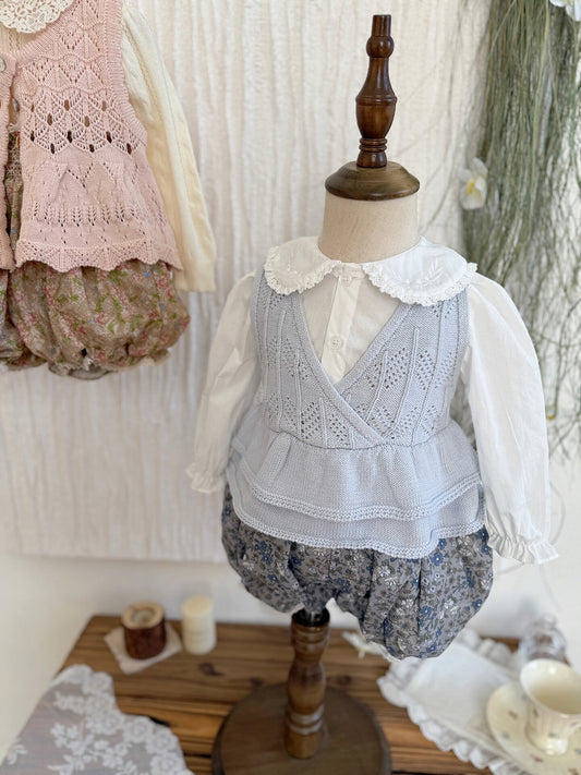 Ruffled Knitted Cotton Vest フリルニットベスト【mh0012107】