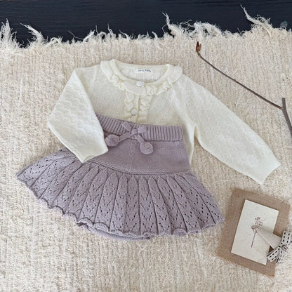 -クロシェ編みフリルニットカーディガン【mh0011165】 - mamahalo shop - カーディガン・パーカー -  べビー服 - 子供服 - 男の子 - 女の子