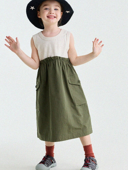 Cargo Pocket Cotton Dress ワークテイスト ノースリーブワンピース【mh0013195】