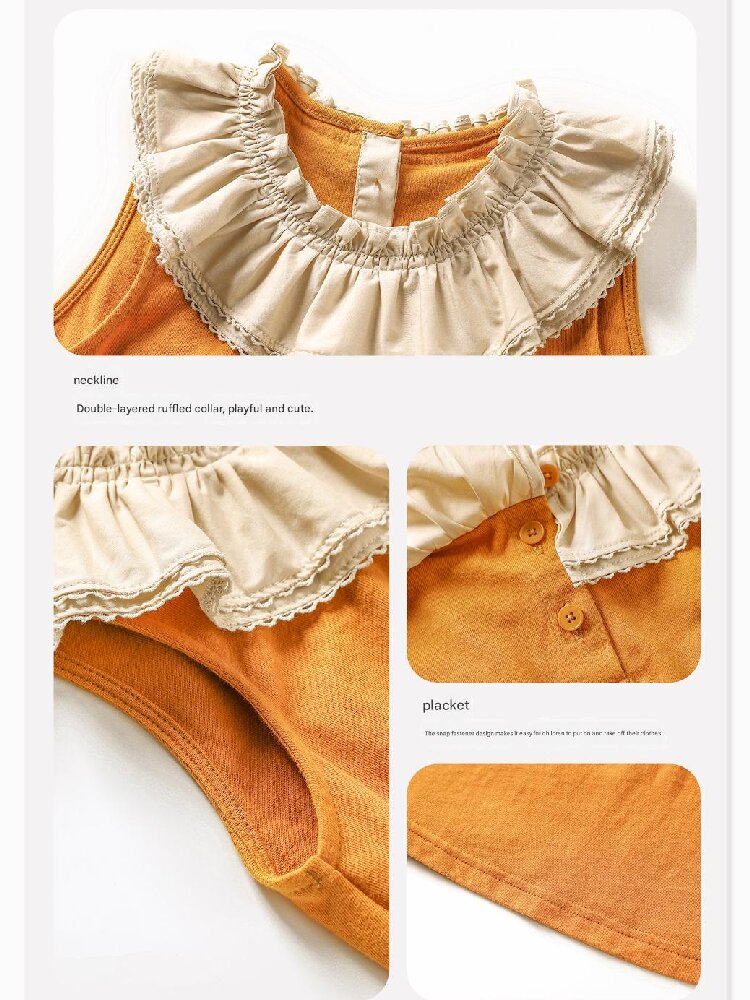 Ruffle Collar Cotton Vest フリルカラー ノースリーブブラウス【mh0013202】