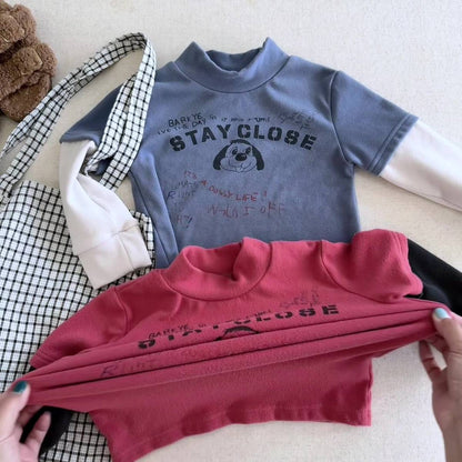 -長袖Tシャツ 裏起毛 ハイネック ドッグプリント インナー【mh0011417】 - mamahalo shop - 長袖Tシャツ -  べビー服 - 子供服 - 男の子 - 女の子