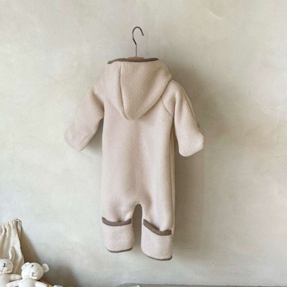 長袖もこもこフーディロンパース | フード付きボア | 防寒アウタージャンプスーツ【mh0011497】