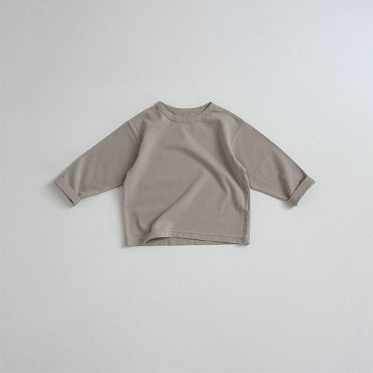 -長袖Tシャツ 無地 ベーシック シンプル コットン素材 ルーズトップス【mh0011364】 - mamahalo shop - 長袖Tシャツ -  べビー服 - 子供服 - 男の子 - 女の子