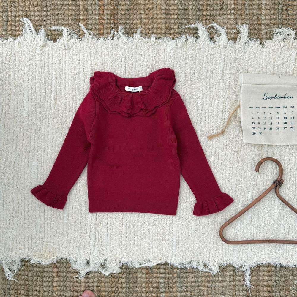 長袖フリルネックセーター ニット メロウフリル ラッフルカラー カットソー【mh0011518】