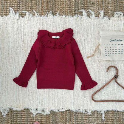 長袖フリルネックセーター ニット メロウフリル ラッフルカラー カットソー【mh0011518】