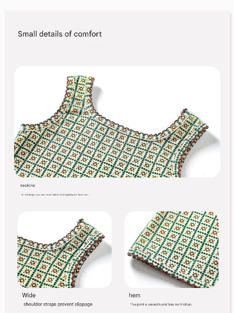 Retro Geometric Tank Top Skort ダイヤ柄 タンクトップ パンツインスカート【mh0013185】