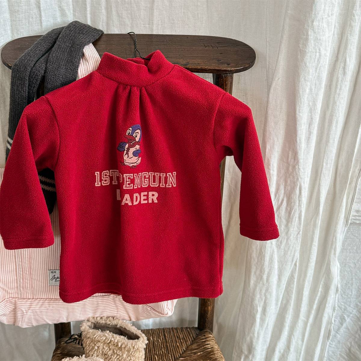 -長袖Tシャツ フリース素材 ハイネック ペンギン刺繍 プルオーバー【mh0011407】 - mamahalo shop - 長袖Tシャツ -  べビー服 - 子供服 - 男の子 - 女の子