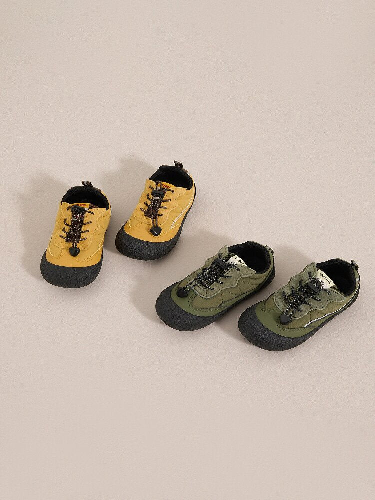 Zapatillas de lona infantiles con diseño de empalme estilo trekking sin cordones 【mh0014237】