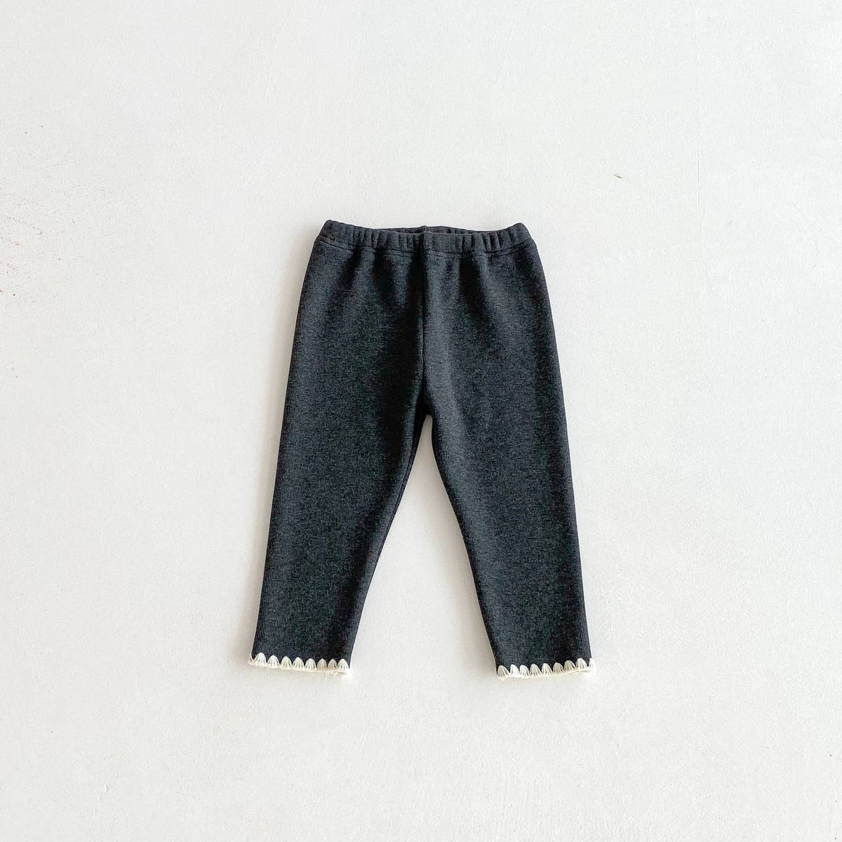 -ロングレギンスパンツ リブ生地 裏ボア あったか 裾メロウフリル スリムフィット【mh0011394】 - mamahalo shop - レギンスパンツ -  べビー服 - 子供服 - 男の子 - 女の子