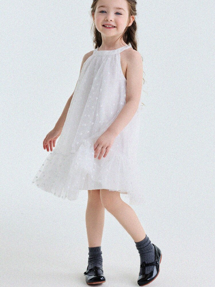 Embroidered Gauze Princess Dress フリル ノースリーブワンピース【mh0013173】