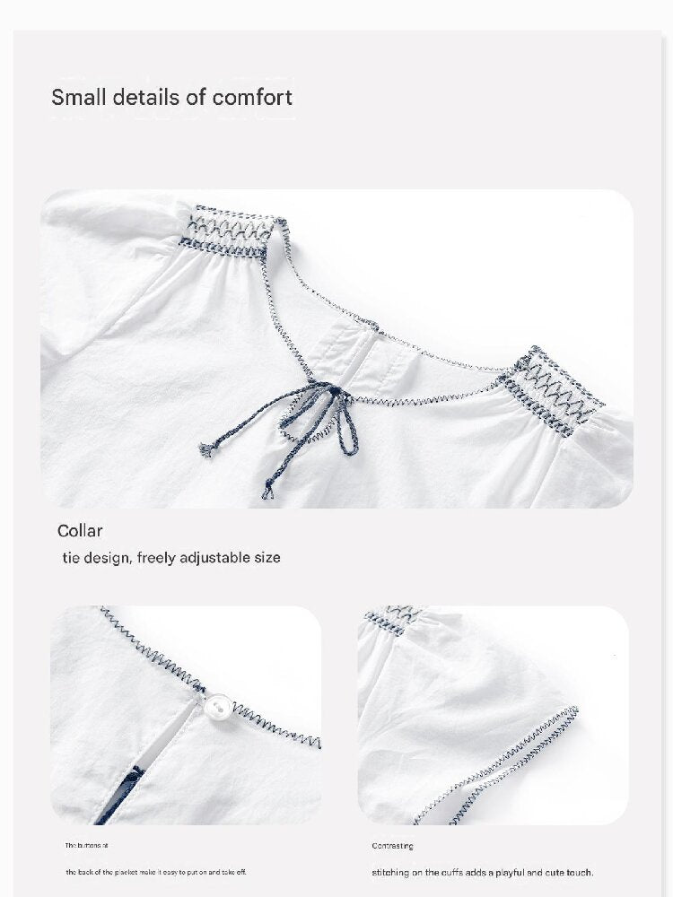 Embroidered Blouse and Polka Dot Pants スカラップ ドット柄 ブラウス ロングパンツ【mh0013194】