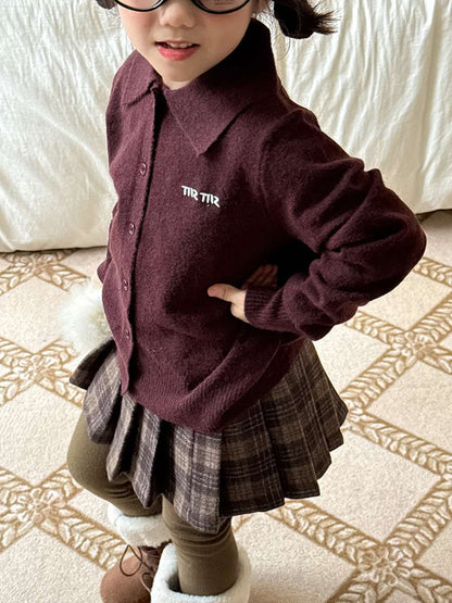 長袖ニットシャツ アルファベット刺繍 ポロシャツ【mh0011460】