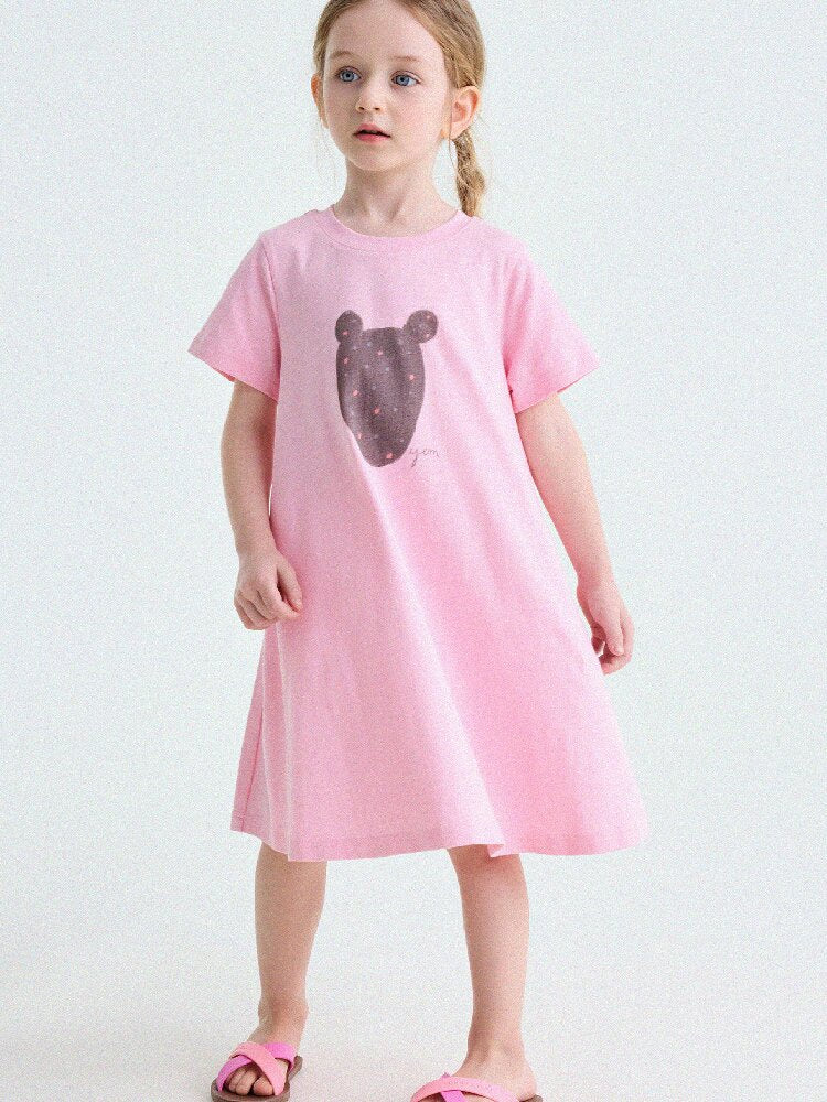 Rabbit Print A-line T-shirt Dress Aライン 半袖ワンピース【mh0013189】