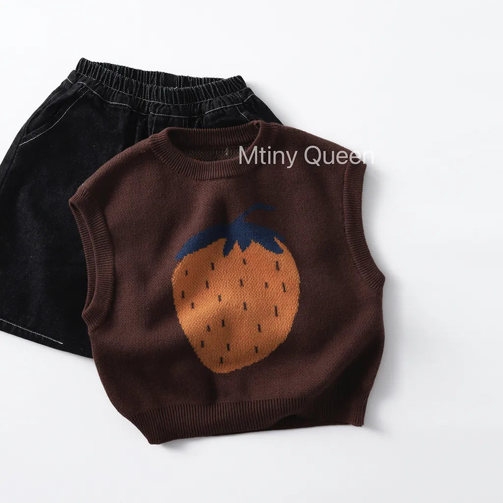 -ビッグいちご柄ニットベスト【mh0011093】 - mamahalo shop - ベスト -  べビー服 - 子供服 - 男の子 - 女の子