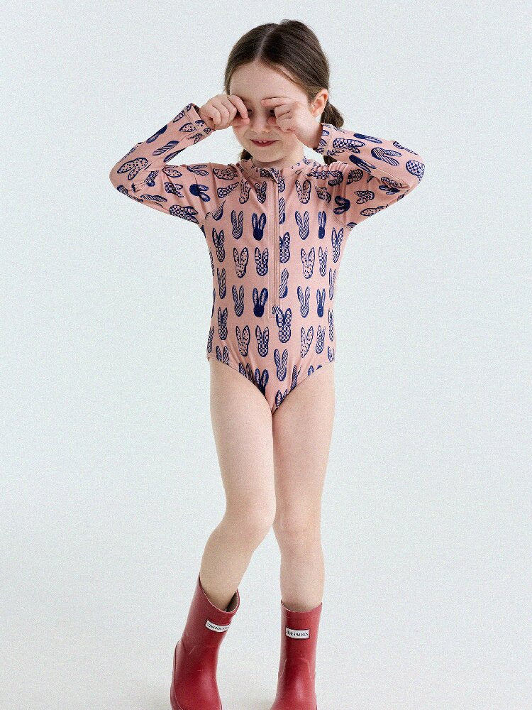 UPF50+ Sunscreen Long-Sleeved One-Piece Swimsuit ラッシュガード 長袖水着【mh0013191】