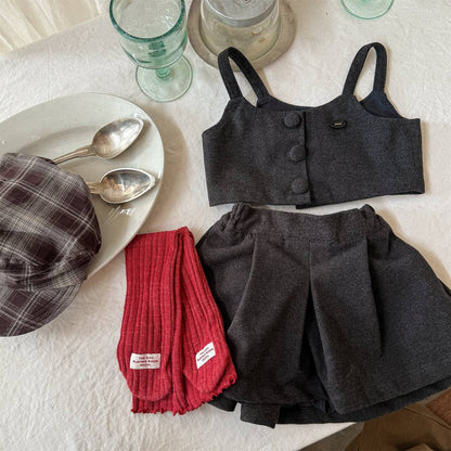 -キャミソールトップス+スカートセットアップ 2点セット ウール調素材【mh0011413】 - mamahalo shop - ノースリーブセットアップ -  べビー服 - 子供服 - 男の子 - 女の子