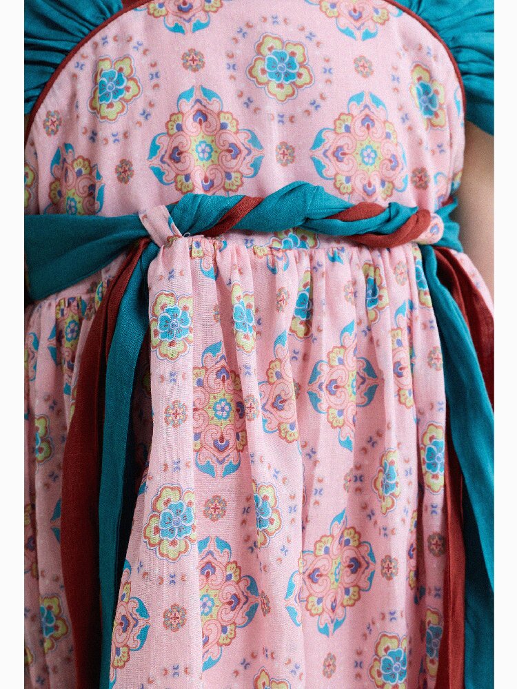 Ethnic Floral Print Dress オリエンタル調 プリントワンピース【mh0013172】