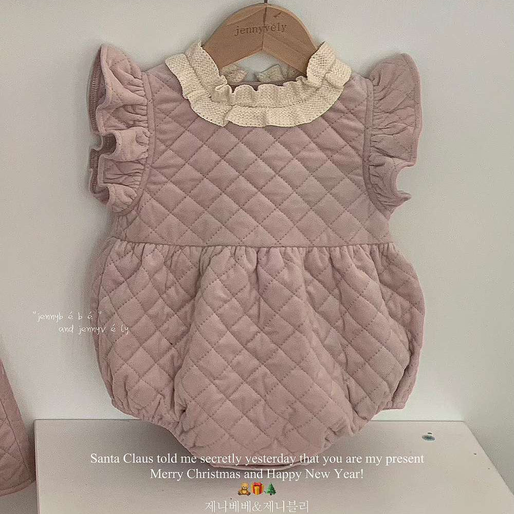 ノースリーブワンピース/ロンパース キルティング フリル袖 ジャンパースカート ボディスーツ【mh0011544】