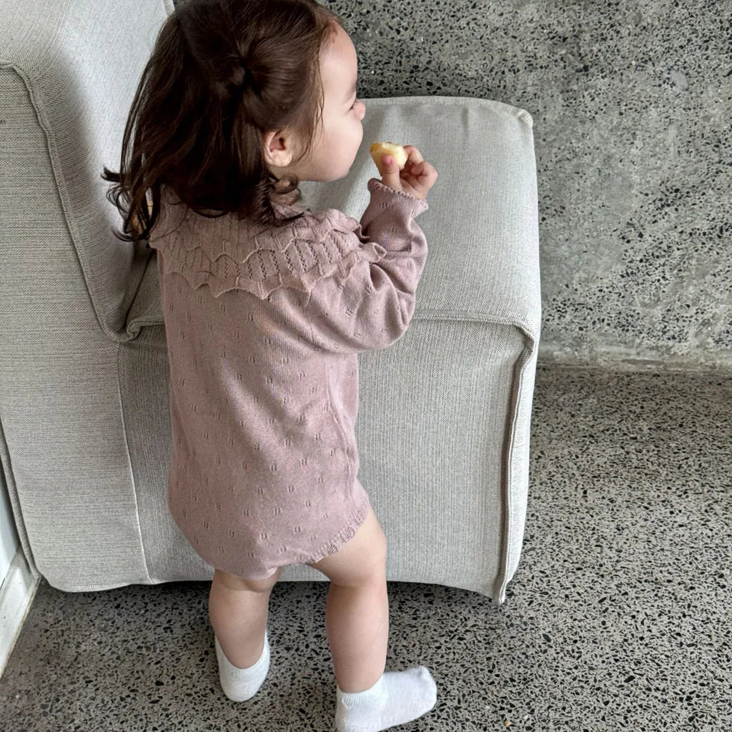 -ビッグカラーリボン付きニットロンパース【mh0011149】 - mamahalo shop - 長袖ロンパース -  べビー服 - 子供服 - 男の子 - 女の子