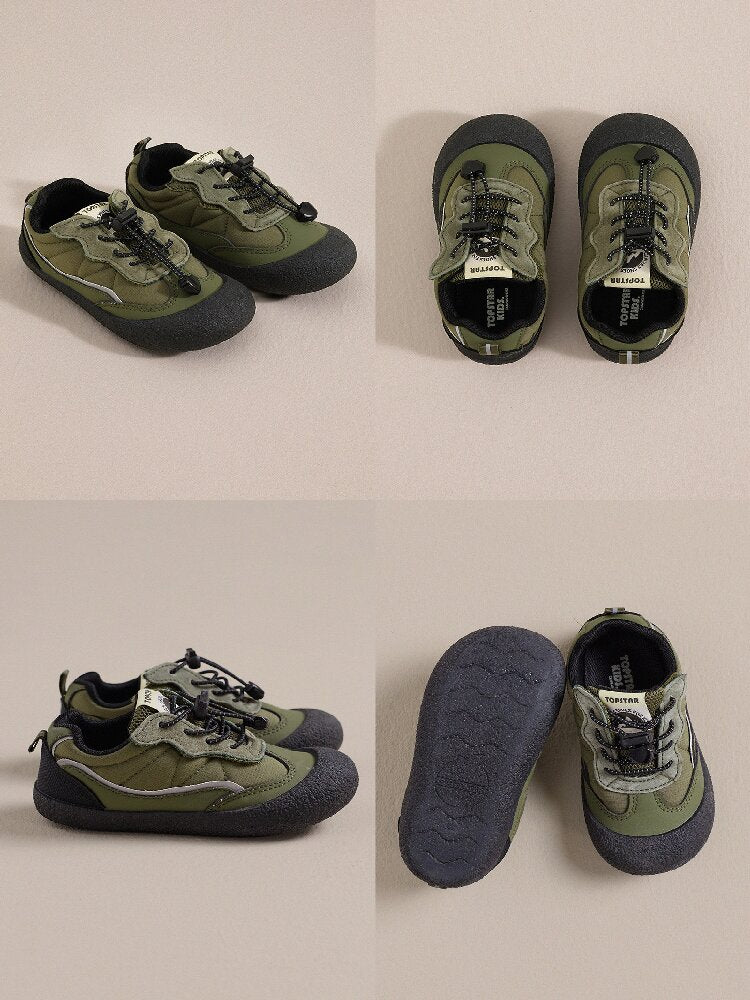 Zapatillas de lona infantiles con diseño de empalme estilo trekking sin cordones 【mh0014237】