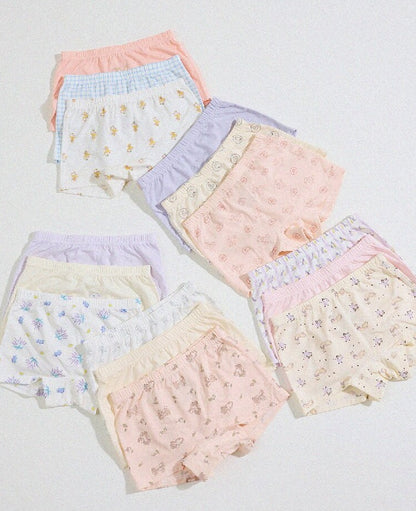 Girls' Cartoon Breathable Boxer Shorts ボタニカルプリント ボクサーパンツ【mh0013205】