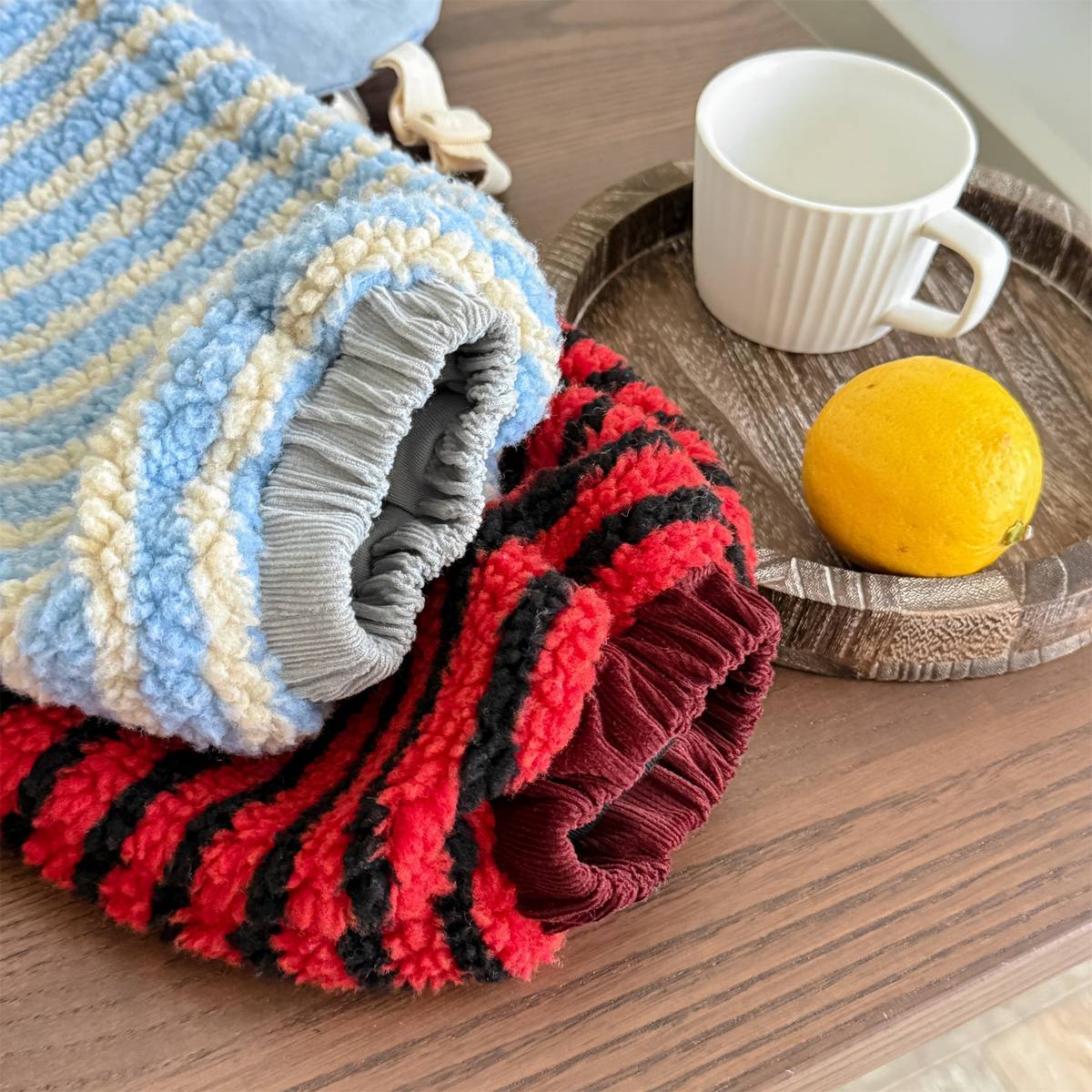 -ロングパンツ シープボア ボーダー柄 もこもこボア 長ズボン【mh0011400】 - mamahalo shop - ロングパンツ・スウェットパンツ -  べビー服 - 子供服 - 男の子 - 女の子