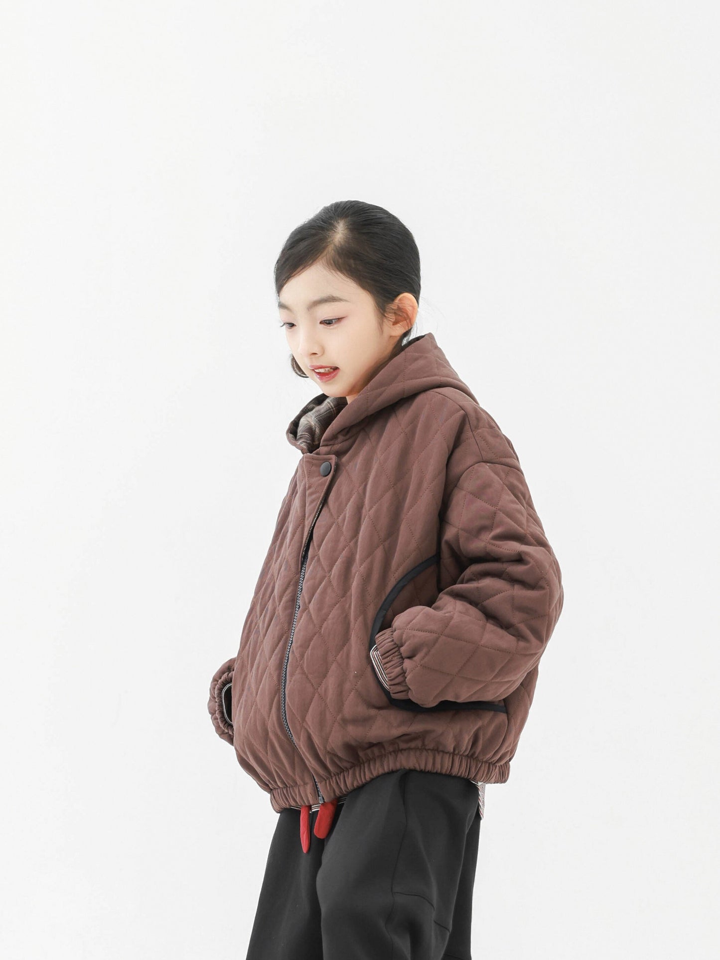 Pawpaw Liu | Rhombus Brown Hooded Jacket ブラウン ダイヤ柄 フーデッドジャケット【mh0020090】