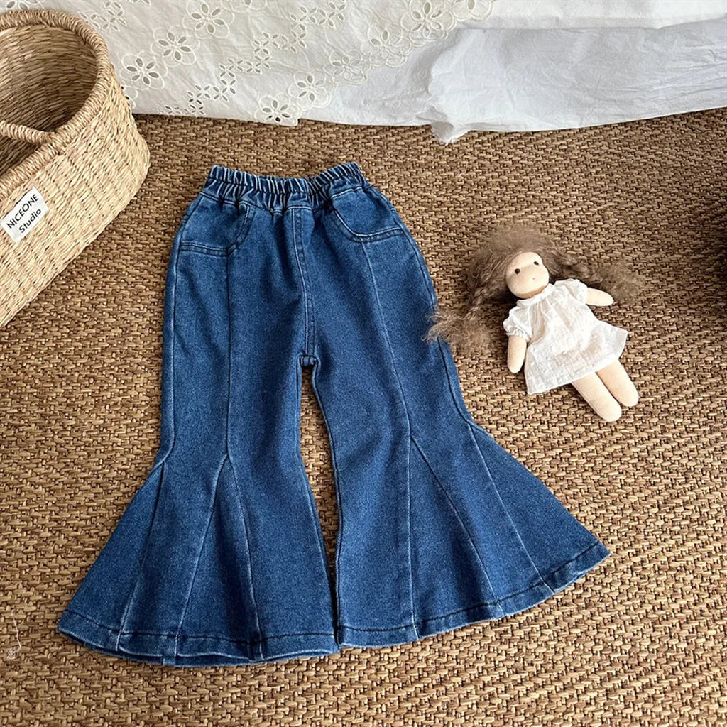 -切替デザインデニムフレアベルボトムパンツ【mh0011256】 - mamahalo shop - デニムパンツ -  べビー服 - 子供服 - 男の子 - 女の子