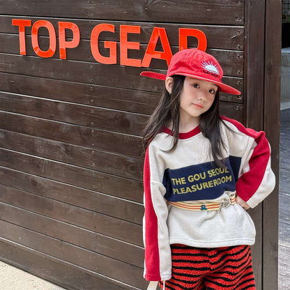 -長袖フリース ラグラン袖 プリントロゴ クルーネック トップス【mh0011426】 - mamahalo shop - 長袖Tシャツ -  べビー服 - 子供服 - 男の子 - 女の子