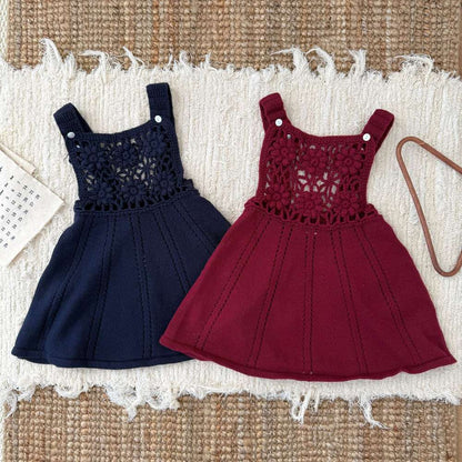 ノースリーブジャンパースカート クロシェ編み サス付き ニットワンピース【mh0011517】