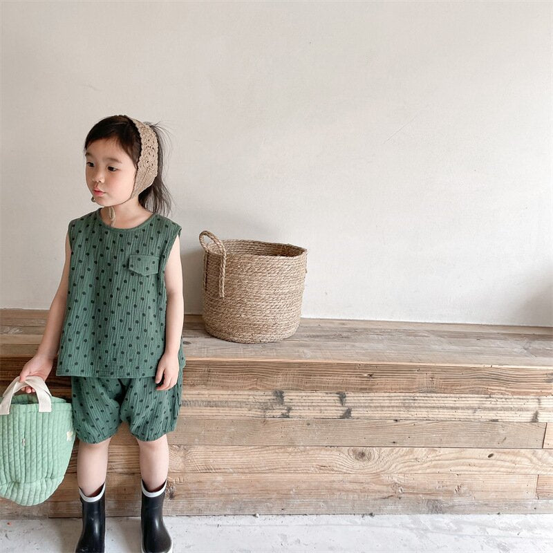 Polka Dot Sleeveless & Shorts Set ドット柄 ノースリーブ セットアップ【mh0012141】