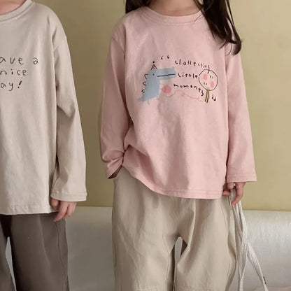 -手描き風イラスト長袖Tシャツ【mh0011229】 - mamahalo shop - 長袖Tシャツ -  べビー服 - 子供服 - 男の子 - 女の子