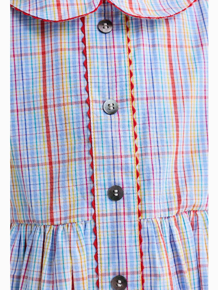 Peter Pan Collar Plaid Dress ラウンドカラー ノースリーブワンピース【mh0013177】