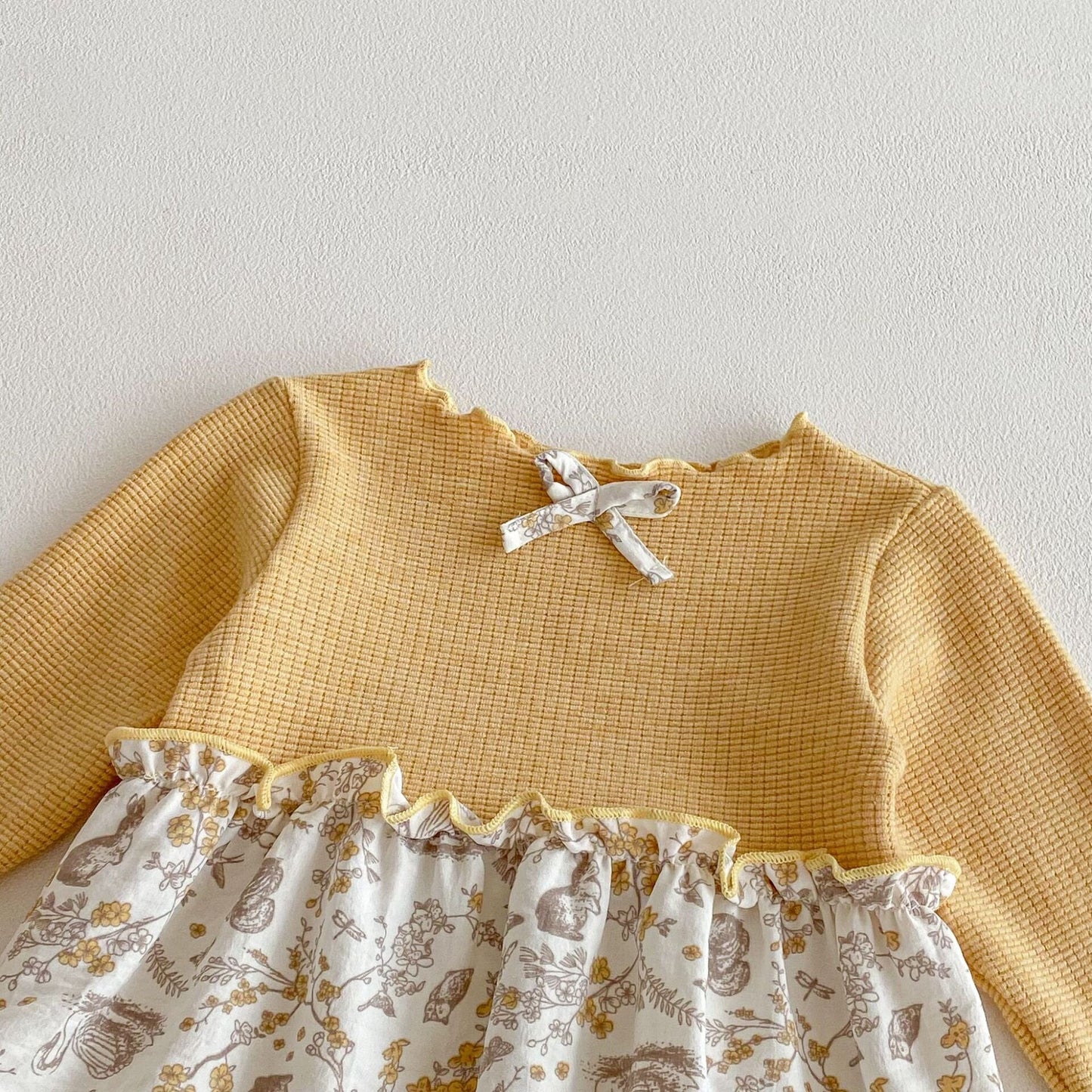 Ribbed Floral Animal Jumpsuit 花柄 リブ 切り替え ロンパース【mh0012100】