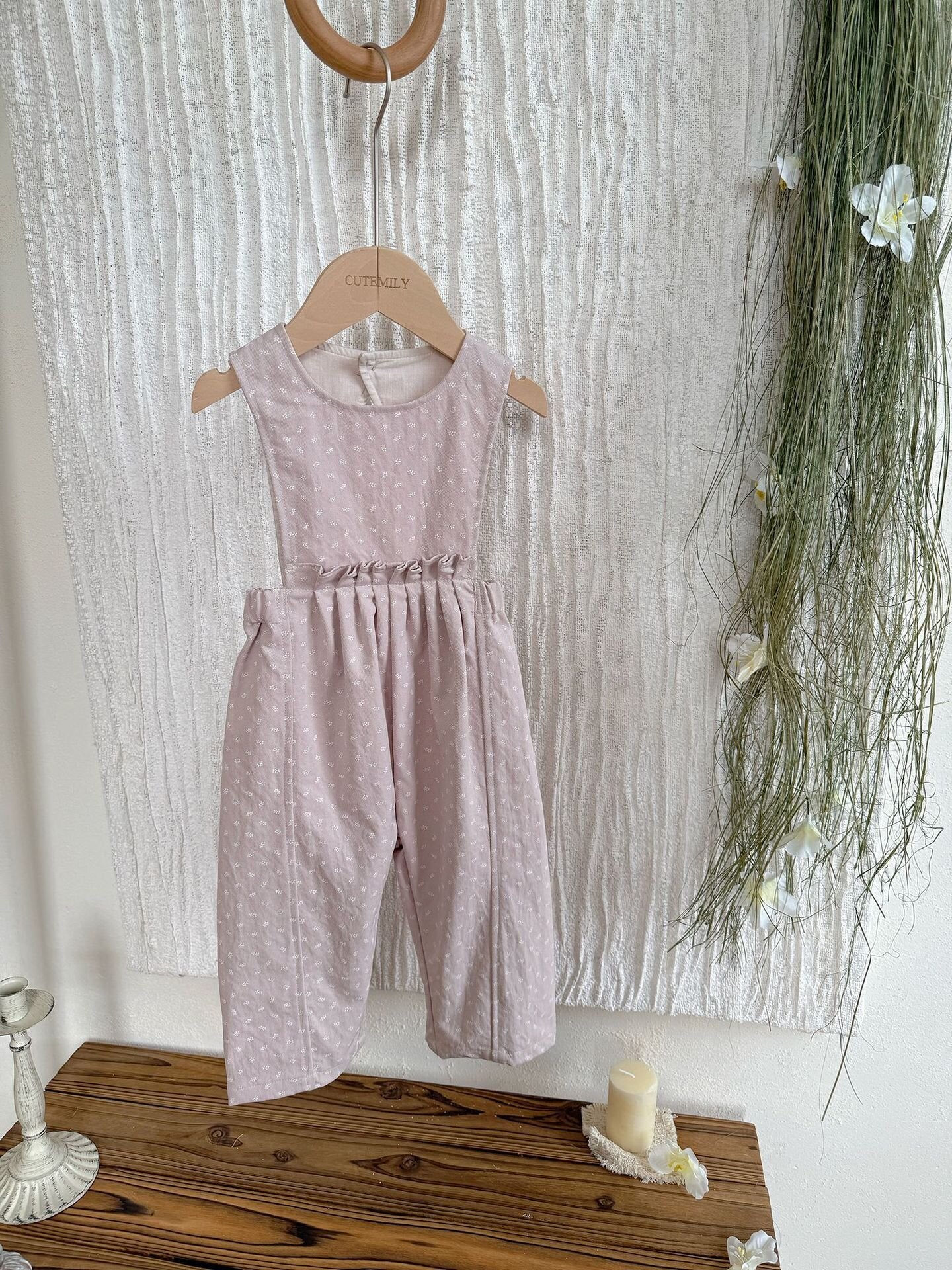 Floral Twill Suspender Romper 花柄 ツイル サスペンダー ロンパース【mh0012154】