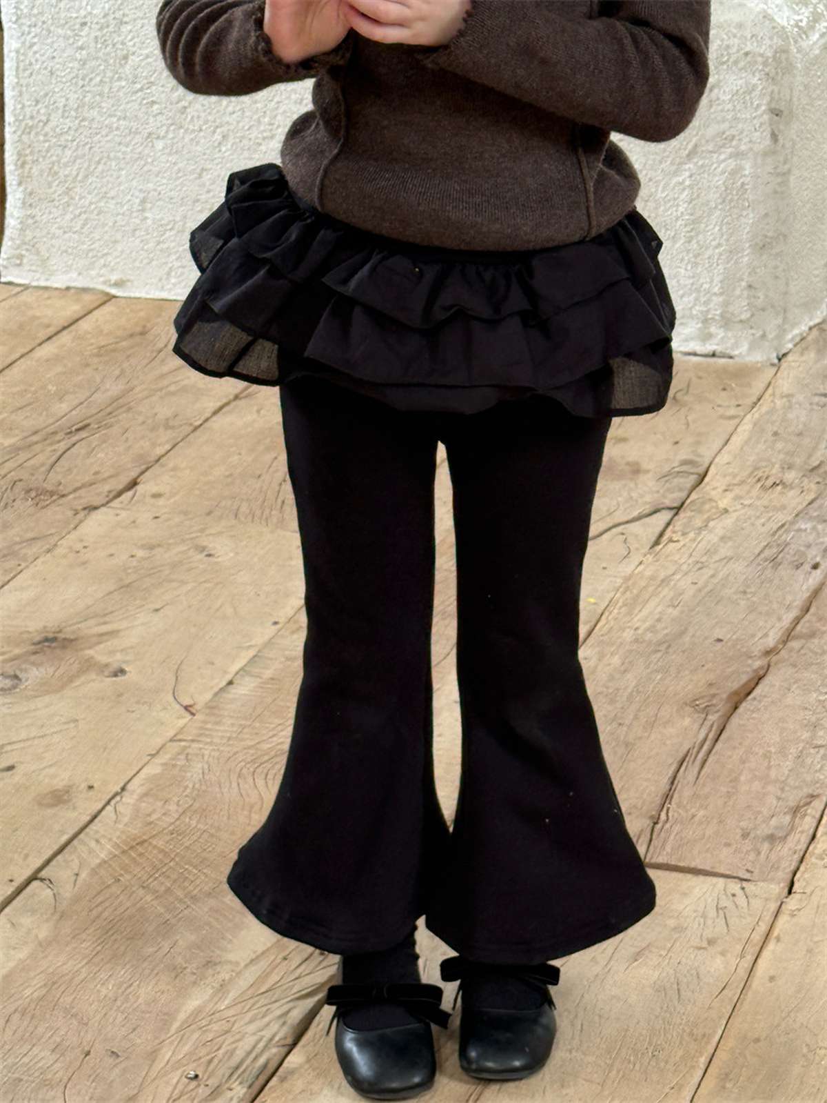 -裏起毛ニットフレアパンツ 防寒あったかベルボトムパンツ【mh0011439】 - mamahalo shop - レギンスパンツ -  べビー服 - 子供服 - 男の子 - 女の子