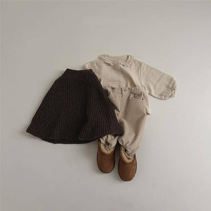 -ニットポンチョ マント リブ編み ハイネック 袖穴付き アウター【mh0011370】 - mamahalo shop - カーディガン・パーカー -  べビー服 - 子供服 - 男の子 - 女の子