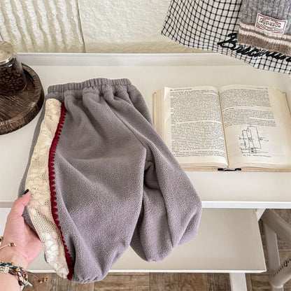 -フリーススウェットパンツ サイドレースデザイン あったか長ズボン【mh0011427】 - mamahalo shop - ロングパンツ・スウェットパンツ -  べビー服 - 子供服 - 男の子 - 女の子